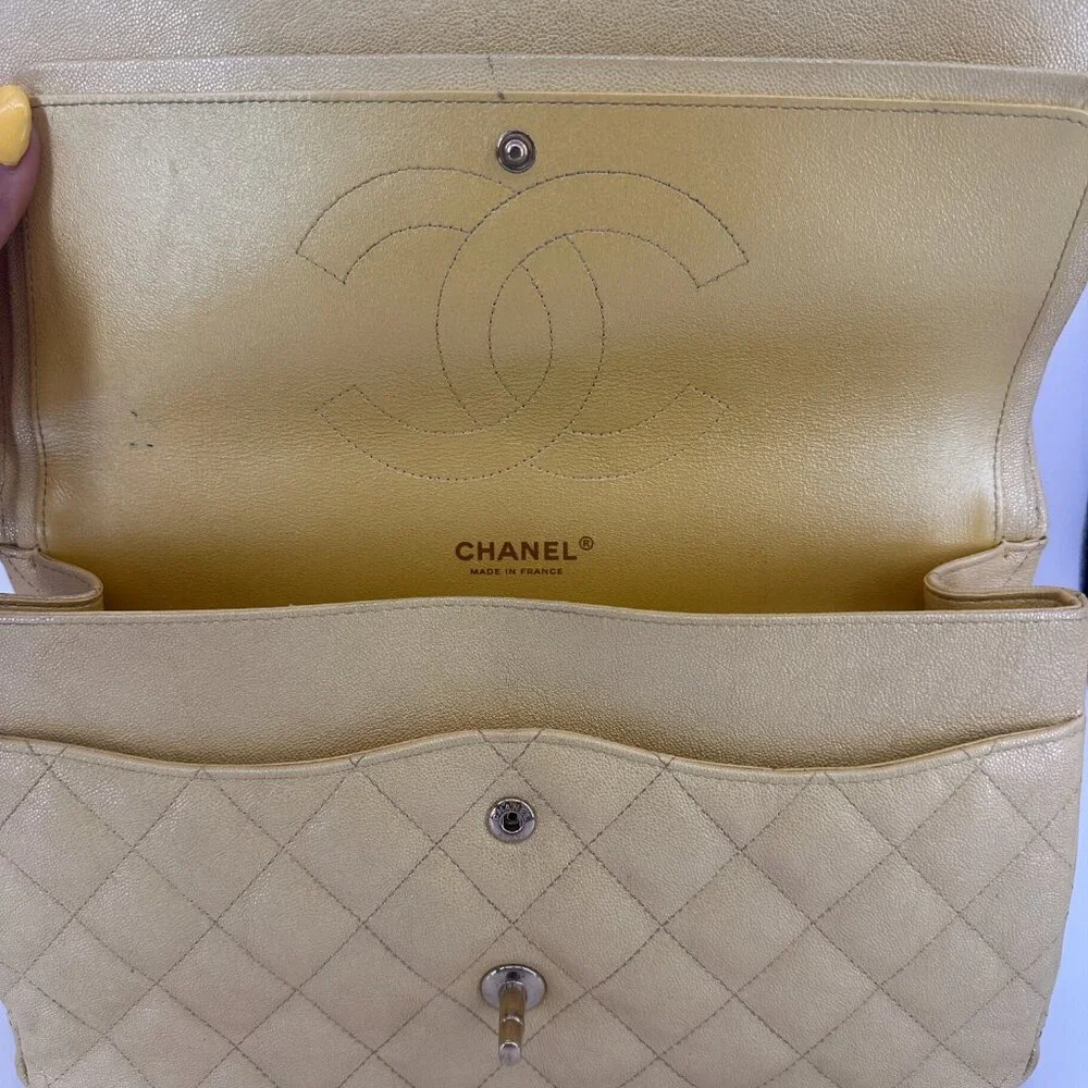 Chanel Yellow Iridescent Quilted Caviar Double Flap Bag - Picture 11 of 15